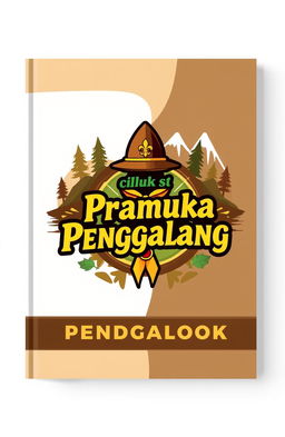 A beautifully designed cover for a brown-themed scout handbook for advanced scouts (Penggalang)