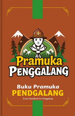 A beautifully designed cover for a brown-themed scout handbook for advanced scouts (Penggalang)