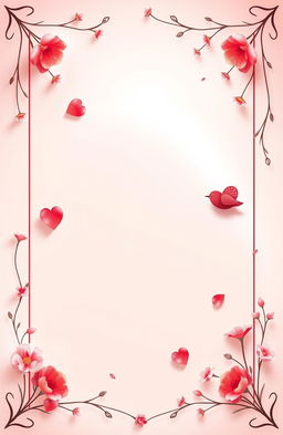 A captivating poster featuring a soft color palette with romantic shades of pinks, reds, and whites, creating a tender mood