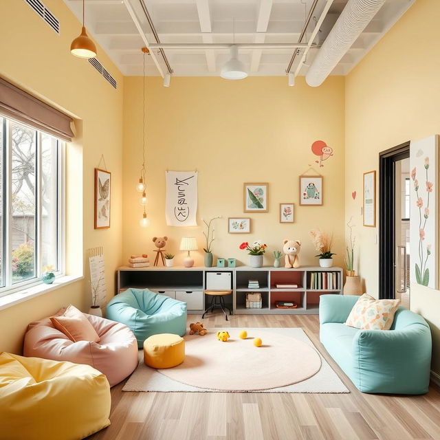 A charming and inviting psychological counseling office designed specifically for children, named 'Kintsabi