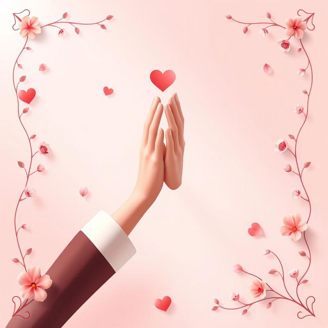 A captivating poster featuring a soft color palette with romantic shades of pink, red, and white to create a tender mood