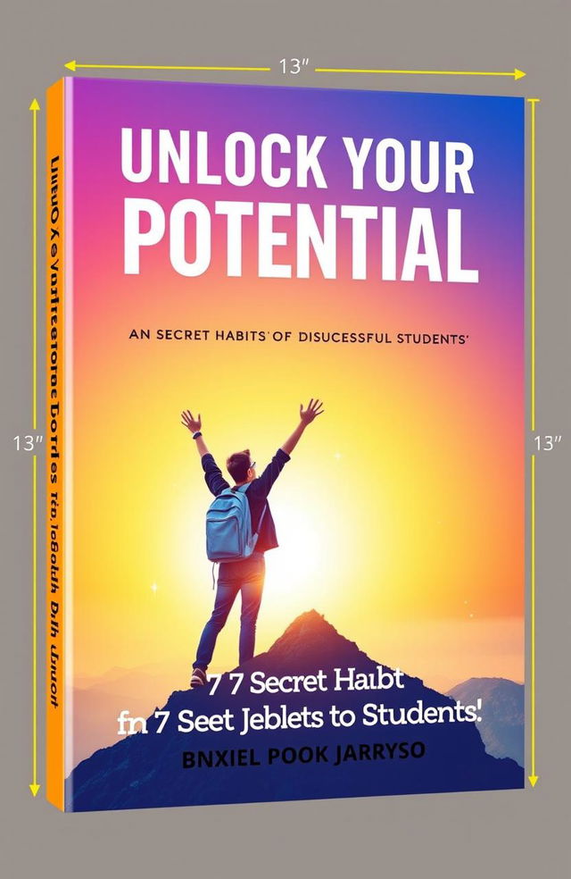 A visually striking book cover for a self-help book titled 'Unlock Your Potential: The 7 Secret Habits of Successful Students'