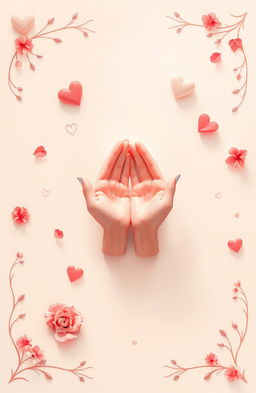 A captivating poster featuring a soft color palette with romantic shades of pinks, reds, and whites, setting a tender mood