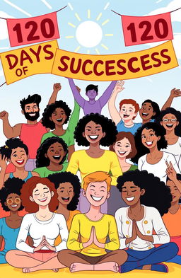 A motivational illustration featuring a diverse group of people celebrating their successes