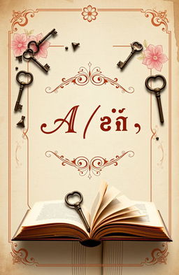 A charming vintage book cover design for a Wattpad BL story titled 'A/ලෙවල්'