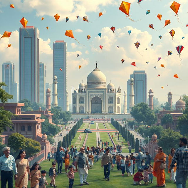 A vibrant and dynamic vision of India in 2047, inspired by Narendra Modi's dreams for the nation