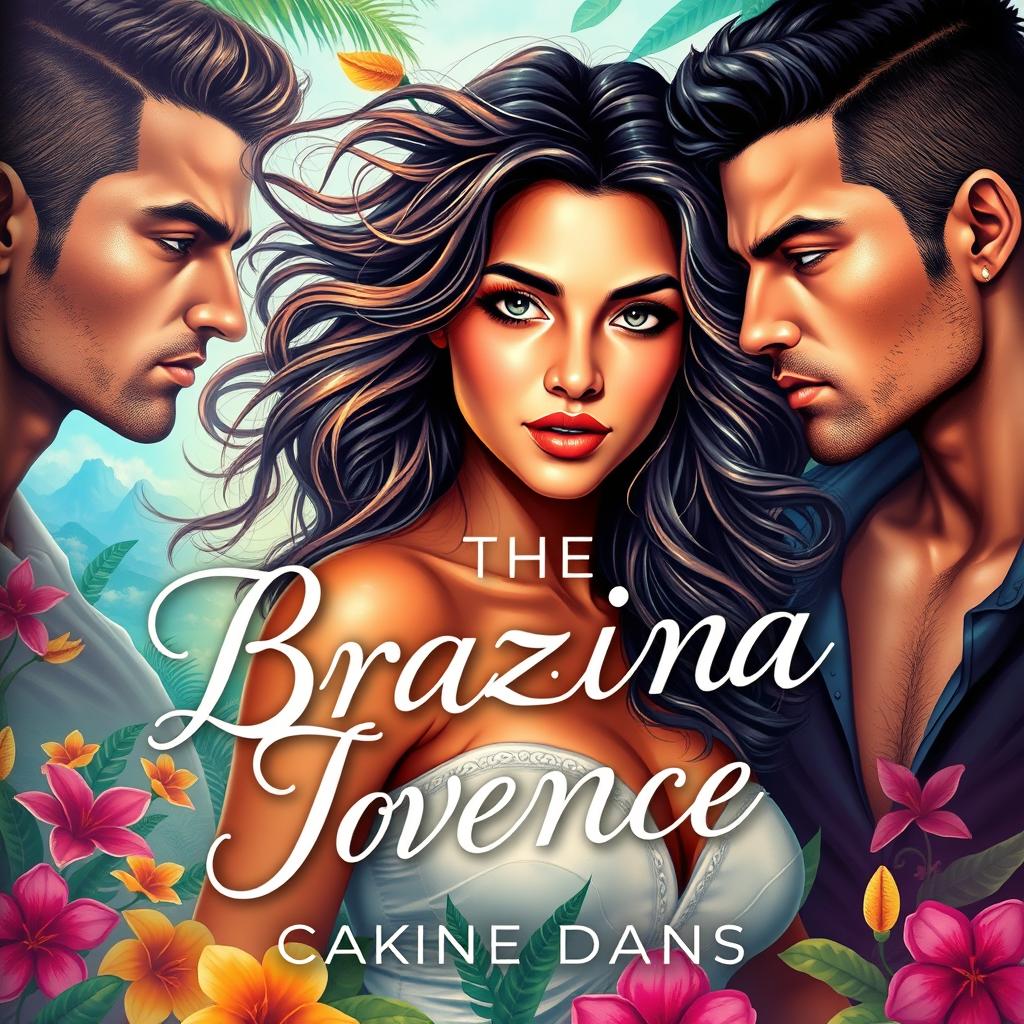 A dynamic book cover featuring a dreamy Brazilian woman with flowing wavy hair and a whimsical expression, embodying a sense of wonder and unpredictability