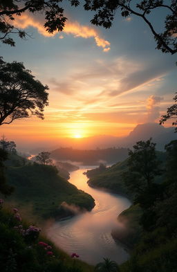 A dreamy landscape representing the story of a Brazilian dreamer involved in an intense, passionate love triangle
