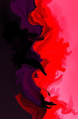 An abstract representation of the colors of love and pain, featuring deep reds symbolizing love intertwined with darker shades like purple and black representing pain