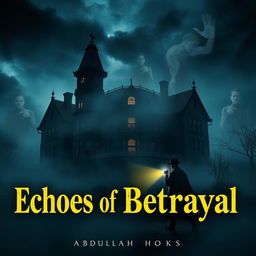 A dark, atmospheric representation of a Victorian mansion named Hale Manor, shrouded in thick mist, with ominous stormy skies swirling overhead