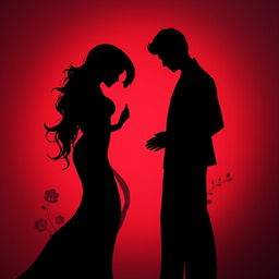 An abstract and seductive representation of a love triangle symbolizing a Brazilian woman and two Korean men, using only body silhouettes