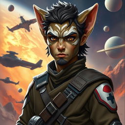 A male Bothan character from the Star Wars universe, featuring distinctive Bothan features such as large, expressive eyes, pointed ears, and fur-covered skin