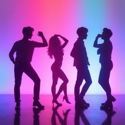 An imaginative and engaging image featuring the body shadows of two men and one woman, representing a Brazilian woman with two men styled as K-Pop idols from the popular group BTS