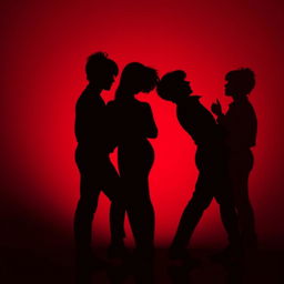 An evocative image featuring the body shadows of two men and one woman engaged in a game of seduction