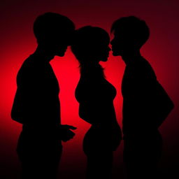 An evocative image featuring the body shadows of two men and one woman engaged in a game of seduction