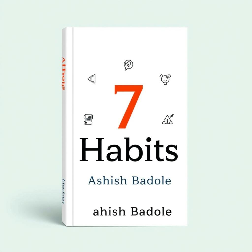 A clean, modern book cover featuring seven small icons, each uniquely representing a habit, arranged harmoniously around the bold title '7 Habits