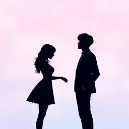 A romantic silhouette composition featuring a woman gracefully standing between two male idols from the K-Pop group BTS