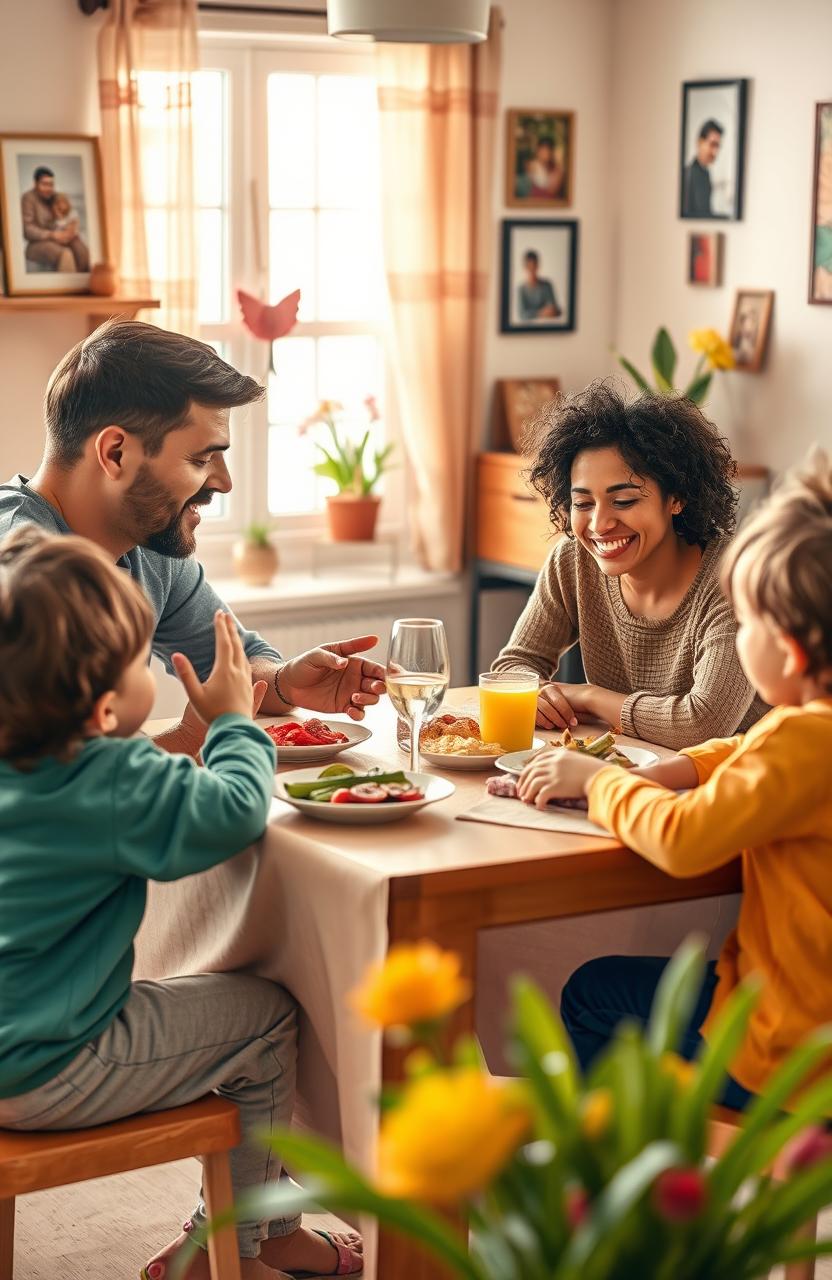 A warm and loving family scene illustrating effective communication within the home