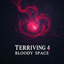 A haunting book cover background for 'Terrifying 4: Bloody Space', featuring an expansive cosmic scene filled with a deep, dark space backdrop