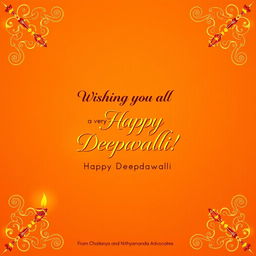 A festive greeting card design for Deepawali, featuring intricate designs and gold accents