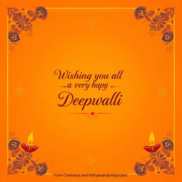 A festive greeting card design for Deepawali, featuring intricate designs and gold accents
