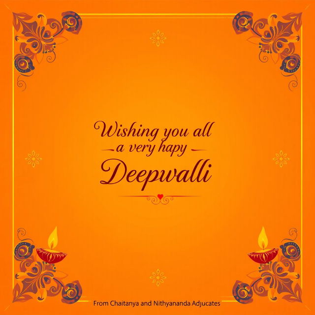 A festive greeting card design for Deepawali, featuring intricate designs and gold accents