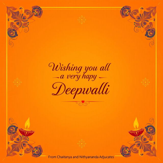 A festive greeting card design for Deepawali, featuring intricate designs and gold accents