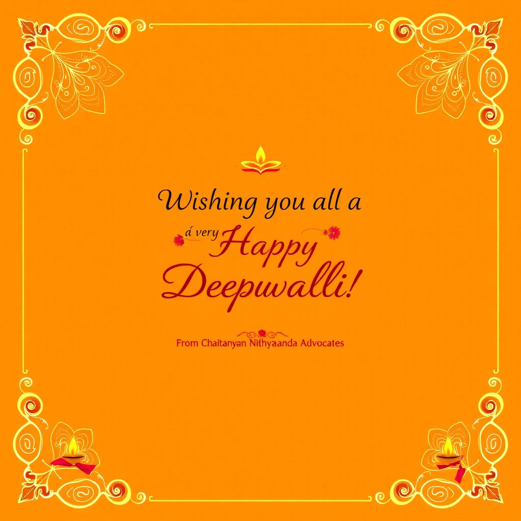A festive greeting card design for Deepawali, featuring intricate designs and gold accents