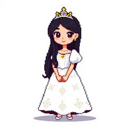 A full body pixel art character of a princess, created in vibrant 64x64 pixel format