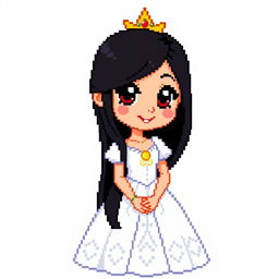 A full body pixel art character of a princess, created in vibrant 64x64 pixel format
