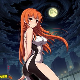 A stunning depiction of Makima from the anime series 'Chainsaw Man', featuring her in an alluring pose