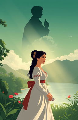 A creative illustration inspired by Jose Rizal's "Noli Me Tangere," featuring an atmospheric symbolic representation of love and revolution in 19th century Philippines