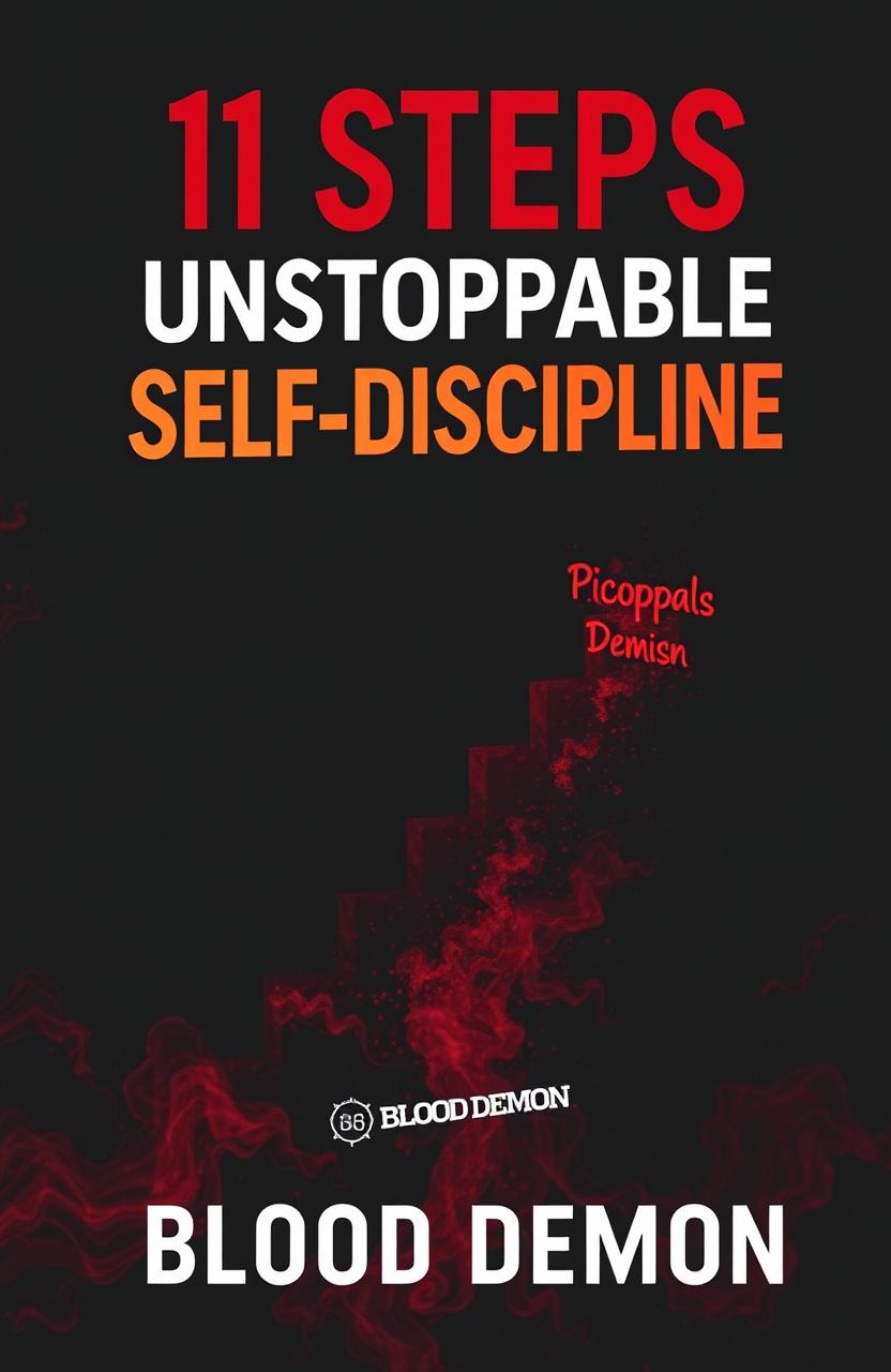 A motivational book cover for '11 Steps to Unstoppable Self-Discipline' by Blood Demon