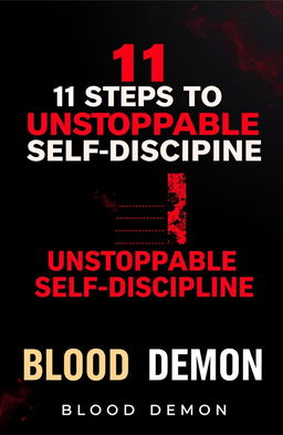 A motivational book cover for '11 Steps to Unstoppable Self-Discipline' by Blood Demon