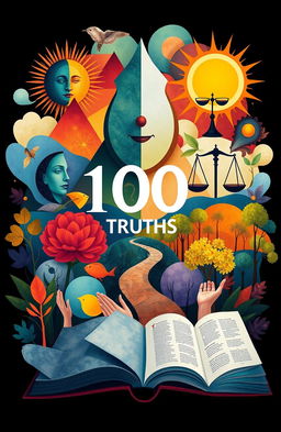 An artistic representation of '100 truths', showcasing various colorful abstract symbols and imagery that represent different facets of truth
