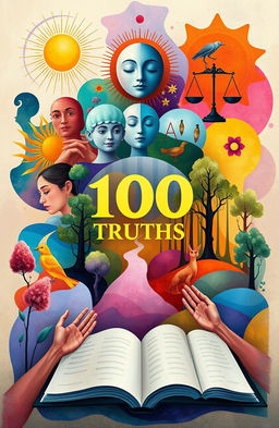 An artistic representation of '100 truths', showcasing various colorful abstract symbols and imagery that represent different facets of truth