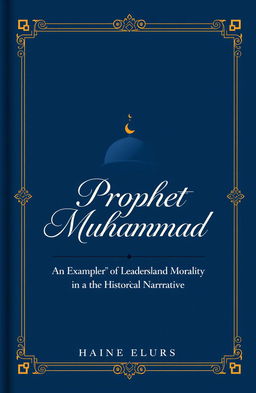 A modern and elegant book cover design for the title 'Prophet Muhammad: An Exemplar of Leadership and Morality in the Historical Narrative'