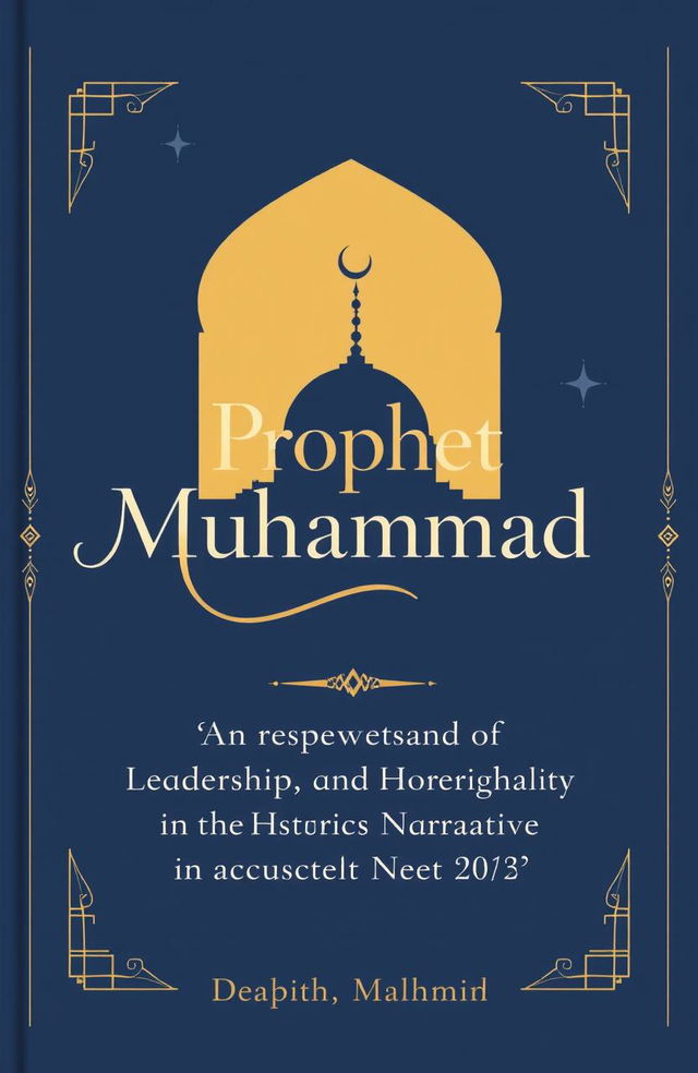 A modern and elegant book cover design for the title 'Prophet Muhammad: An Exemplar of Leadership and Morality in the Historical Narrative'