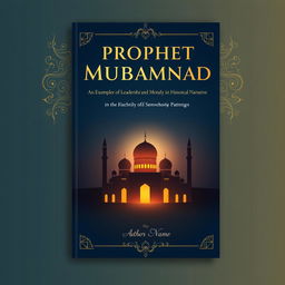 A modern and elegant book cover design featuring the title 'Prophet Muhammad: An Exemplar of Leadership and Morality in the Historical Narrative'