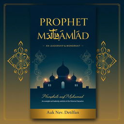 A modern and elegant book cover design featuring the title 'Prophet Muhammad: An Exemplar of Leadership and Morality in the Historical Narrative'