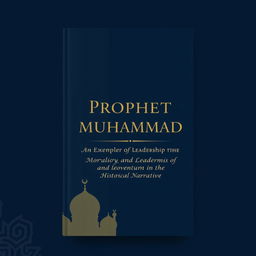 A modern and elegant book cover design for the title 'Prophet Muhammad: An Exemplar of Leadership and Morality in the Historical Narrative'