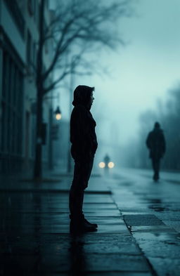 A melancholic scene depicting the essence of unrequited love