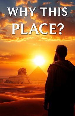 A captivating book cover concept for 'WHY THIS PLACE?' where the letter 'P' in 'PLACE' is notably emphasized