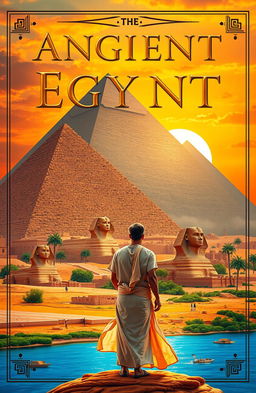 A captivating book cover design featuring a majestic ancient Egyptian landscape