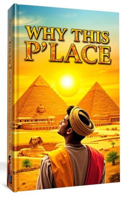 A captivating book cover featuring an ancient Egyptian landscape, showcasing grand pyramids and the Sphinx under a golden sunset