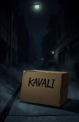 A dark and eerie scene depicting a chilling urban environment, at night under a dim streetlight