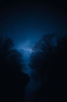 A serene and tranquil scene set in a dark environment, capturing a sense of peace amidst the shadows