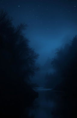 A serene and tranquil scene set in a dark environment, capturing a sense of peace amidst the shadows