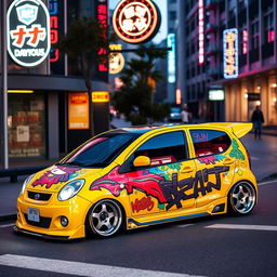 A Deawoo Matiz car with a creative custom 'hatch tuning' design