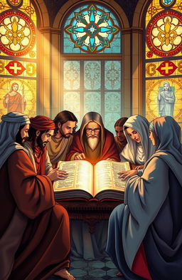 An intricate illustration representing the themes of faith and doctrine